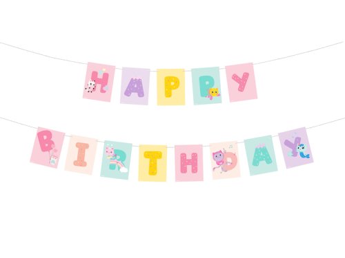 Banner Happy Birthday Gabby's Dollhouse, 180 x 15 cm, mix Banner Happy Birthday Gabby's Dollhouse, 180 x 15 cm, mix