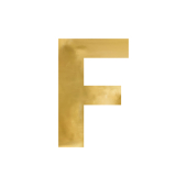 Mirror letter ''F'', gold, 40x60 cm