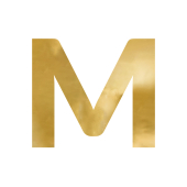 Mirror letter ''M'', gold, 68x60 cm