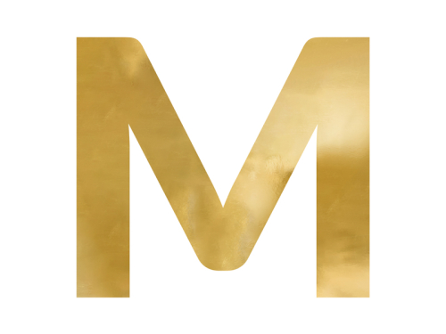 Mirror letter ''M'', gold, 68x60 cm Mirror letter ''M'', gold, 68x60 cm