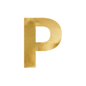 Mirror letter ''P'', gold, 45x60 cm