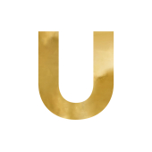 Mirror letter ''U'', gold, 52x61 cm