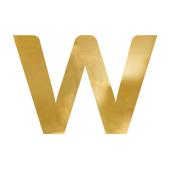 Mirror letter ''W'', gold, 88x60 cm