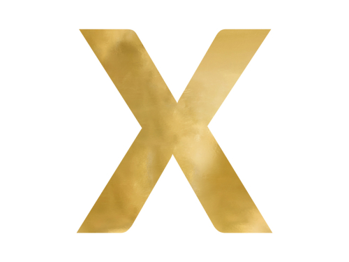 Mirror letter ''X'', gold, 58x60 cm Mirror letter ''X'', gold, 58x60 cm