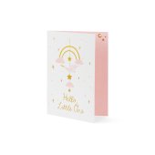 Card with hanging decoration Stork, light pink, 14x20 cm