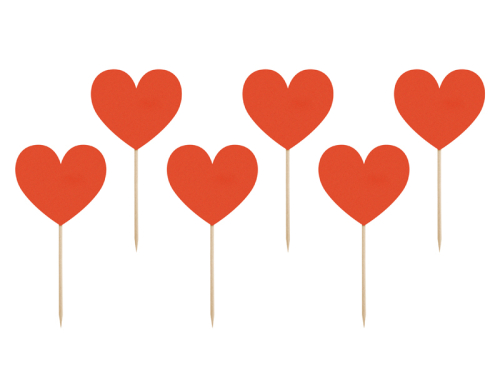 Cupcake toppers Hearts, red, 11 cm (1 pkt / 6 pc.) Cupcake toppers Hearts, red, 11 cm (1 pkt / 6 pc.)