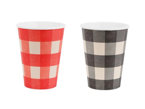 Checkered paper cups, mix, 400 ml (1 pkt / 6 pc.) Checkered paper cups, mix, 400 ml (1 pkt / 6 pc.)