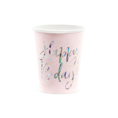 Cups Happy B'day!, light powder pink, 220ml (1 pkt / 6 pc.)
