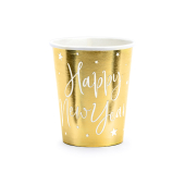 Cups Happy New Year, gold, 220ml (1 pkt / 6 pc.)