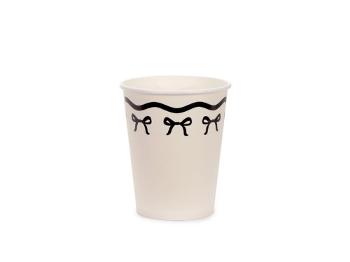 Paper cups with bows, cream-black, 220 ml (1 pkt / 6 pc.) Paper cups with bows, cream-black, 220 ml (1 pkt / 6 pc.)