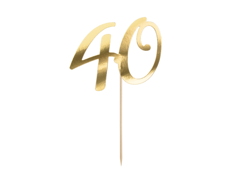 Cake topper ''40'', gold, 20.5cm Cake topper ''40'', gold, 20.5cm