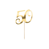 Cake topper ''50'', gold, 20.5cm