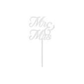 MR & MRS Acrylic Cake Topper, white, 16.5 cm