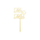 MR & MRS Acrylic Cake Topper, gold, 16.5 cm