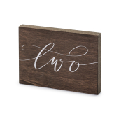 Wooden table number, ''Two'', 2x18x12.5 cm