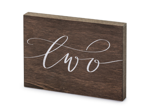 Wooden table number, ''Two'', 2x18x12.5 cm Wooden table number, ''Two'', 2x18x12.5 cm