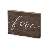 Wooden table number, ''Five'', 2x18x12.5 cm