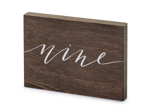 Wooden table number, ''Nine'', 2x18x12.5 cm Wooden table number, ''Nine'', 2x18x12.5 cm