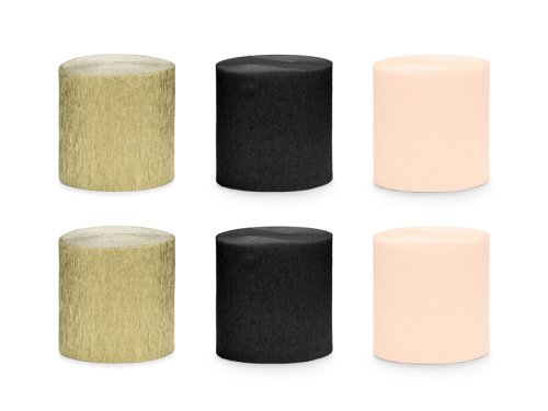 Crepe 5cm/10m, set of 6, black-gold mix (1 pkt / 6 pc.) Crepe 5cm/10m, set of 6, black-gold mix (1 pkt / 6 pc.)