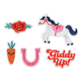 Iron on patches Giddy up, mix, 2-7x3.5-7 cm (1 pkt / 5 pc.)