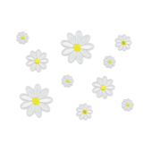 Iron on patches Daisy, mix, 2x2-4.5x4.5 cm (1 pkt / 10 pc.)