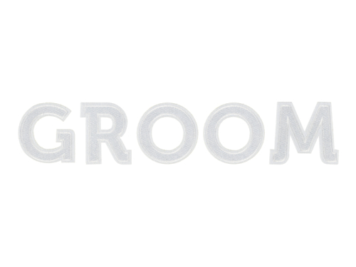 Iron on patch GROOM, white, 30x6cm
