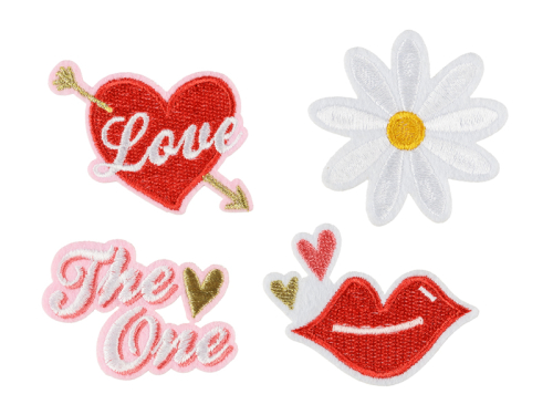 Iron on patches Love, mix, 5.5-6.5x3.5-4.5cm (1 pkt / 4 pc.) Iron on patches Love, mix, 5.5-6.5x3.5-4.5cm (1 pkt / 4 pc.)