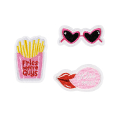 Iron on patches Kiss me, mix, 4.5-6.5x3-6 cm (1 pkt / 3 pc.)