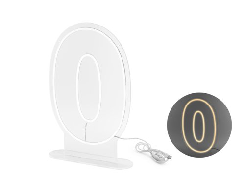Neon LED - Digit '0', white, 50cm Neon LED - Digit '0', white, 50cm