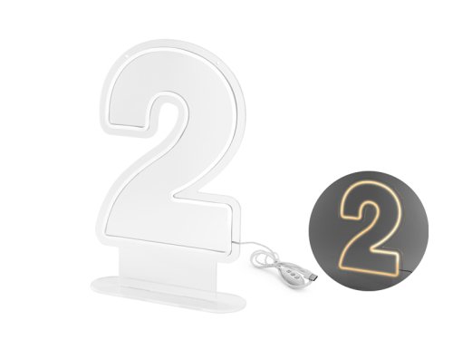 Neon LED - Digit '2', white, 50cm Neon LED - Digit '2', white, 50cm
