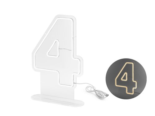 Neon LED - Digit '4', white, 50cm Neon LED - Digit '4', white, 50cm
