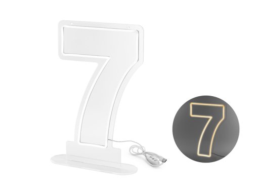 Neon LED - Digit '7', white, 50cm Neon LED - Digit '7', white, 50cm