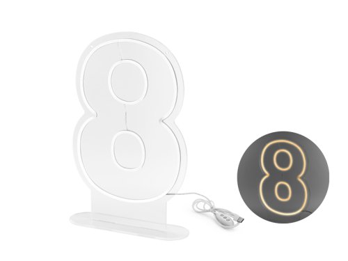 Neon LED - Digit '8', white, 50cm Neon LED - Digit '8', white, 50cm