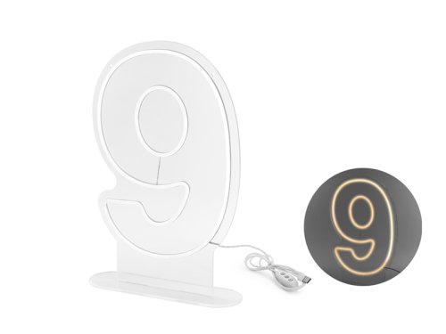 Neon LED - Digit '9', white, 50cm Neon LED - Digit '9', white, 50cm