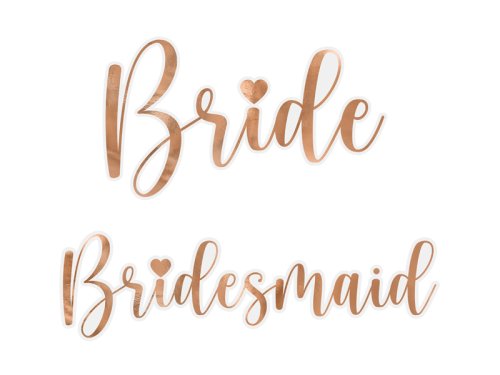 Glass stickers ''Bride & Bridesmaid'', rose gold (1 pkt / 6 pc.) Glass stickers ''Bride & Bridesmaid'', rose gold (1 pkt / 6 pc.)