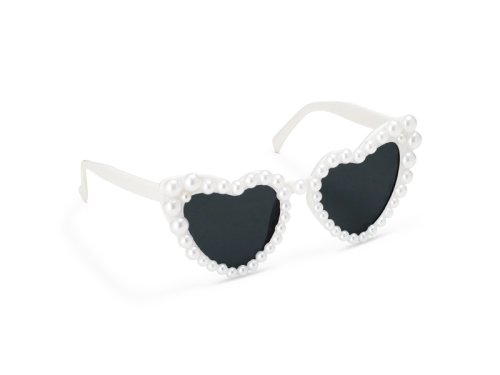Heart-shaped Glasses with Pearls, white Heart-shaped Glasses with Pearls, white