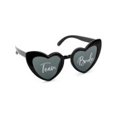 Heart-shaped glasses with ''Team Bride'' inscription, black