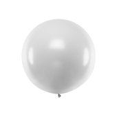 Round balloon 1 m, Metallic Silver Snow
