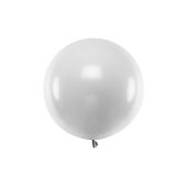 Round balloon 60 cm, Metallic Silver Snow