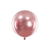 Apaļš glancēts balons 60cm, rozā zelts