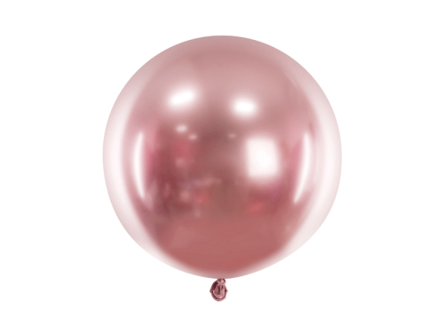 Apaļš glancēts balons 60cm, rozā zelts