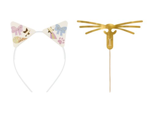 Cat Ears Headband and Mustache Set with Stickers (1 pkt / 5 pc.) Cat Ears Headband and Mustache Set with Stickers (1 pkt / 5 pc.)