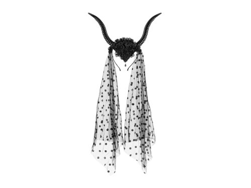 Devil Horns Headband with Tulle, 30x76 cm, Black Devil Horns Headband with Tulle, 30x76 cm, Black