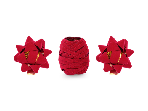 Set of velor ribbons and rosettes, red, mix (1 pkt / 3 pc.) Set of velor ribbons and rosettes, red, mix (1 pkt / 3 pc.)