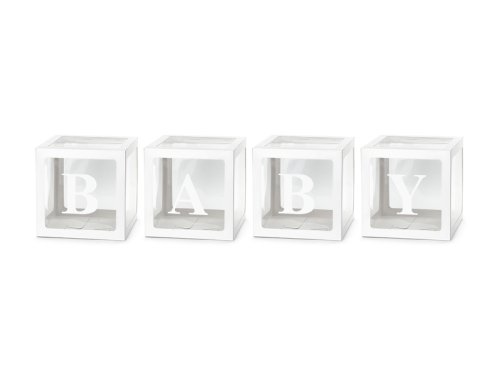Balloon boxes BABY, 30x30 cm, white (1 pkt / 4 pc.) Balloon boxes BABY, 30x30 cm, white (1 pkt / 4 pc.)