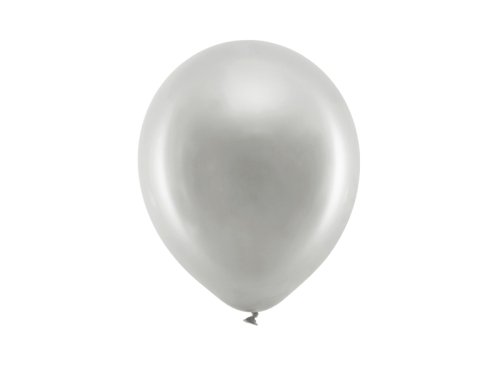 Varavīksnes baloni 23cm metālisks, sudrabs (1 pkt / 10 gab.)