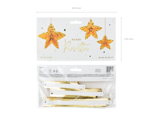 Decorative Rosettes Stars, gold (1 pkt / 3 pc.) Decorative Rosettes Stars, gold (1 pkt / 3 pc.)