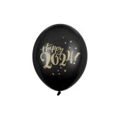 Balloons 30cm, Happy 2024!, Pastel Black (1 pkt / 50 pc.)