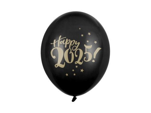 Balloons 30cm, Happy 2025!, Pastel Black (1 pkt / 50 pc.) Balloons 30cm, Happy 2025!, Pastel Black (1 pkt / 50 pc.)