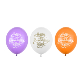 Baloni 30 cm, Daudz laimes dzimšanas dienā, maisījums (1 pkt / 50 gab.)